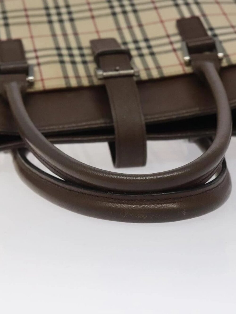 BURBERRY Nova Check Hand Bag Canvas Beige Auth 117364 - Picture 8 of 16